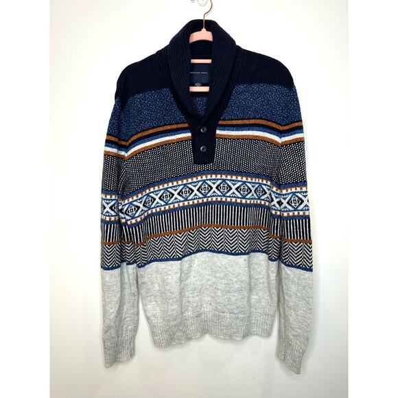 American Eagle Outfitters Sweater Mens Large Aztec Southwestern Pullover Grandpa - Picture 1 of 5